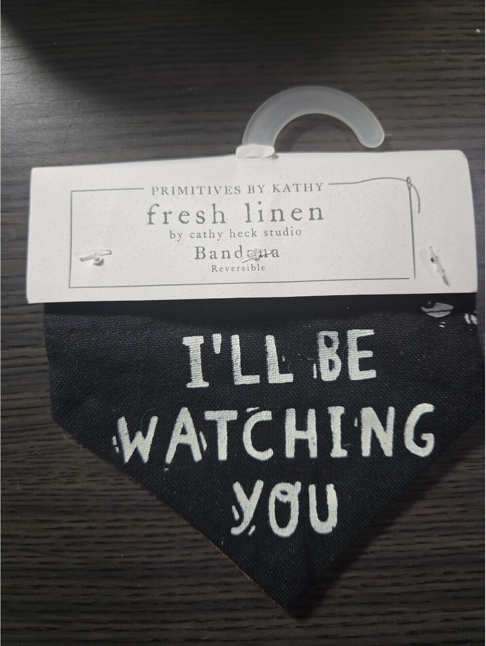 Reversible Dog Bandana Halloween "I'll Be Watching You" Slip on Collar Sz SMALL